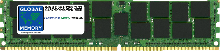 64GB DDR4 3200MHz PC4-25600 288-PIN LOAD REDUCED ECC REGISTERED DIMM (LRDIMM) MEMORY RAM FOR DELL SERVERS/WORKSTATIONS (4 RANK CHIPKILL)